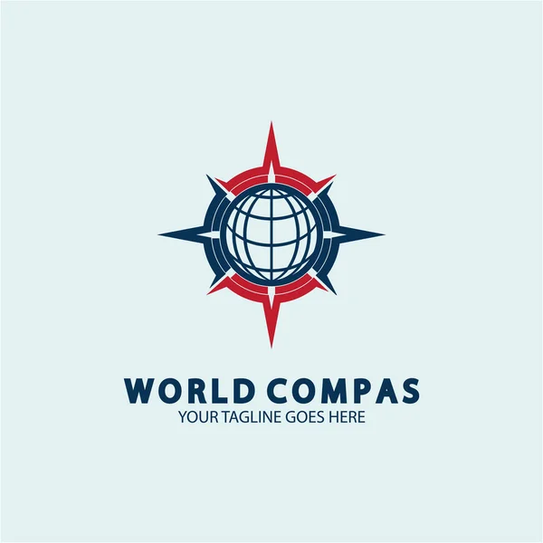 Design Logotipo Bússola Mundial Conceito Logotipo Mundo Conceito Logotipo Bússola — Vetor de Stock
