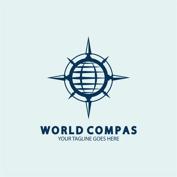 Design Logotipo Bússola Mundial Conceito Logotipo Mundo Conceito Logotipo Bússola — Vetor de Stock