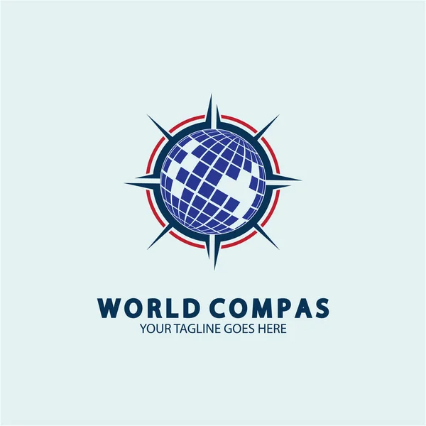 Дизайн Логотипа World Compass Концепция Мирового Логотипа Концепция Логотипа Компаса — стоковый вектор