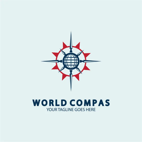 Дизайн Логотипа World Compass Концепция Мирового Логотипа Концепция Логотипа Компаса — стоковый вектор