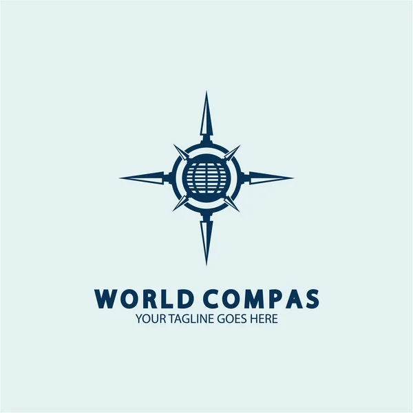 Дизайн Логотипа World Compass Концепция Мирового Логотипа Концепция Логотипа Компаса — стоковый вектор