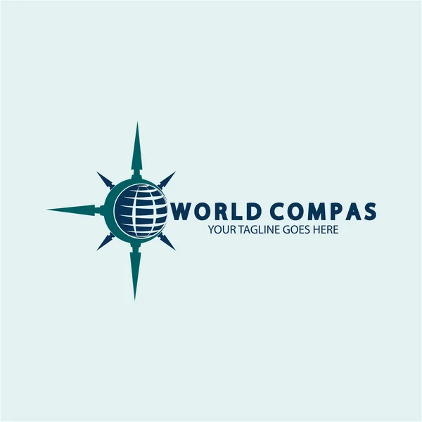 Дизайн Логотипа World Compass Концепция Мирового Логотипа Концепция Логотипа Компаса — стоковый вектор