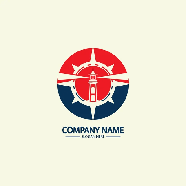 Vorlage Für Kompass Und Leuchtturm Logo — Stockvektor