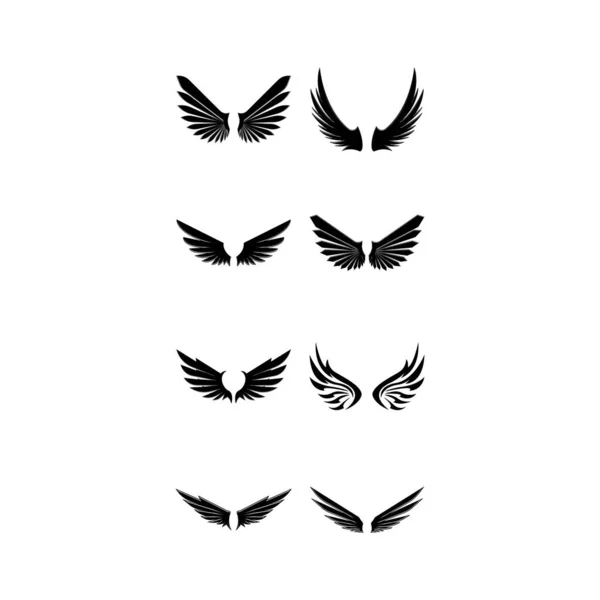 Wings Black Icons Vector Set Modern Minimalistic Design — Stock Vector