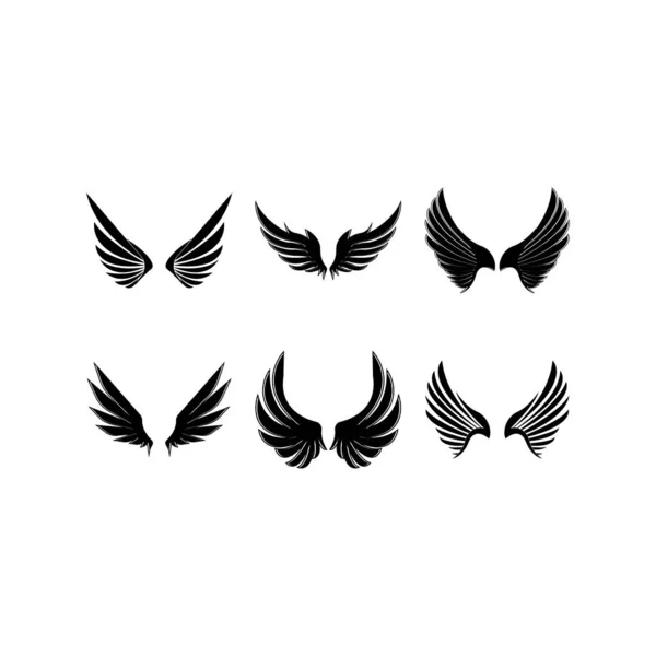 Wings Black Icons Vector Set Modern Minimalistic Design — Stock Vector