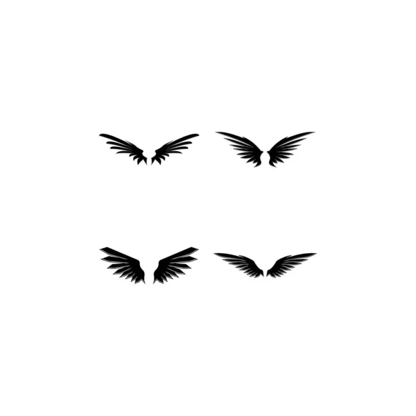 Wings Black Icons Vector Set Modern Minimalistic Design — Stock Vector