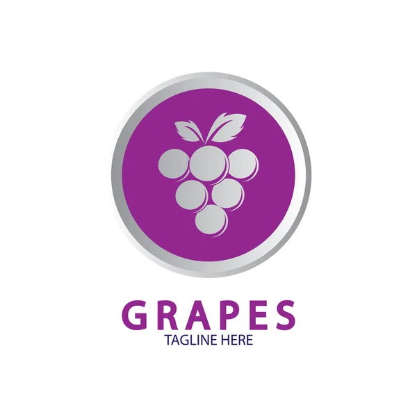 ブドウベクトルロゴアイコン分離 オーガニックワインのブランディングテンプレート Nature Grapes Logotype — ストックベクタ