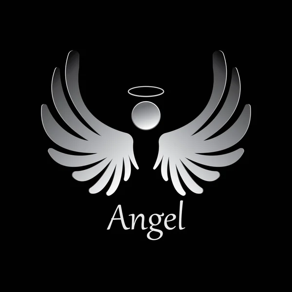 Ilustración Icono Ángel Aislado Sobre Fondo Negro Logo Del Vector — Vector de stock