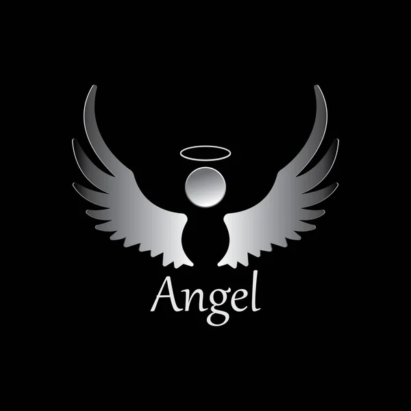 Illustration Icône Ange Isolée Sur Fond Noir Logo Vectoriel Ange — Image vectorielle