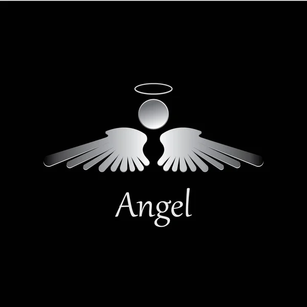 Angel Pictogram Illustratie Geïsoleerd Zwarte Achtergrond Engel Vector Logo Platte — Stockvector