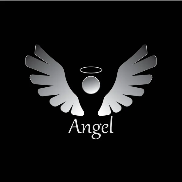 Angel Pictogram Illustratie Geïsoleerd Zwarte Achtergrond Engel Vector Logo Platte — Stockvector