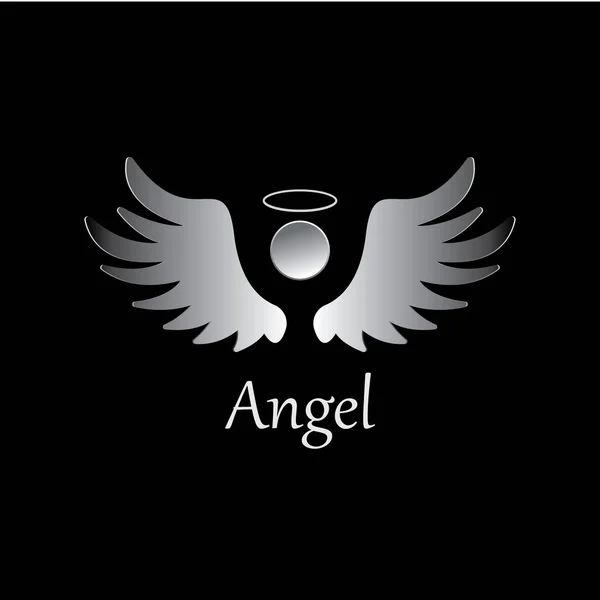 Illustration Icône Ange Isolée Sur Fond Noir Logo Vectoriel Ange — Image vectorielle