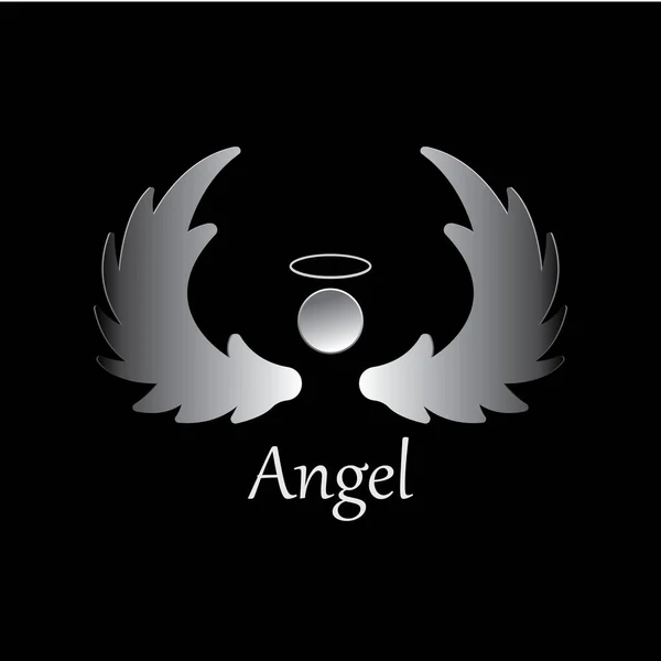 黒の背景に隔離された天使のアイコンイラスト エンジェルベクトルのロゴ フラットデザインスタイル 現代のベクターピクトグラム記号 株式ベクトル — ストックベクタ
