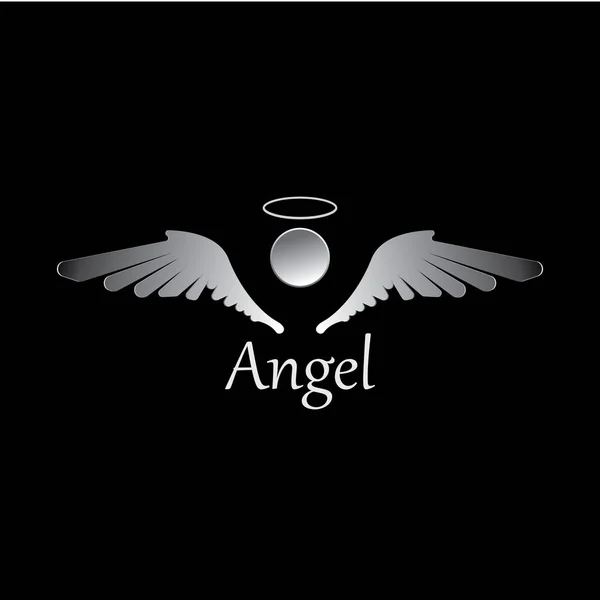 Angel Icon Illustration Isolated Black Background Angel Vector Logo Flat — Stock Vector