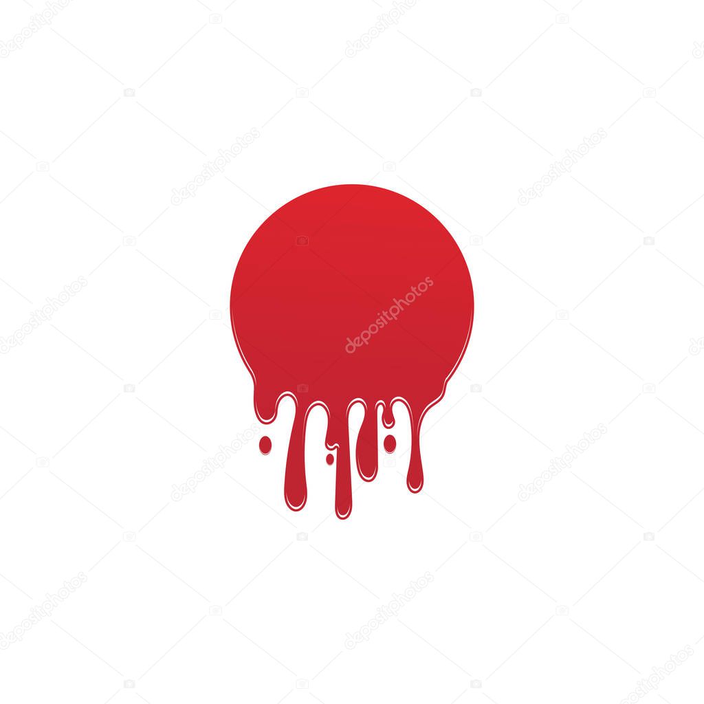 Dripping paint icon logo. Current liquid. Paint flows. Melted circle logo. Current paint  stains. Current inks.