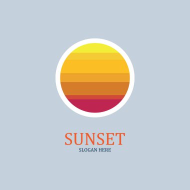 izole edilmiş yuvarlak gün batımı vektör logosu