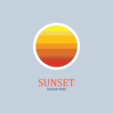 izole edilmiş yuvarlak gün batımı vektör logosu