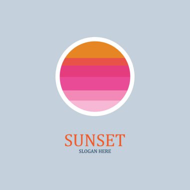 izole edilmiş yuvarlak gün batımı vektör logosu