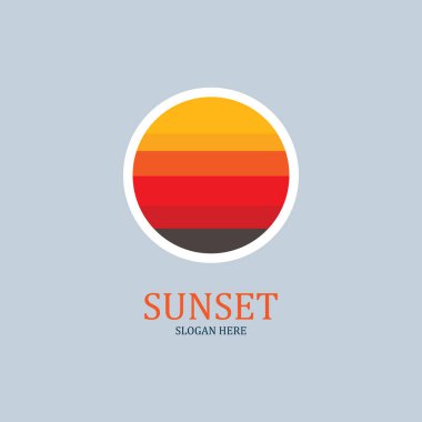 izole edilmiş yuvarlak gün batımı vektör logosu