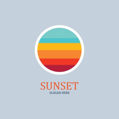 izole edilmiş yuvarlak gün batımı vektör logosu