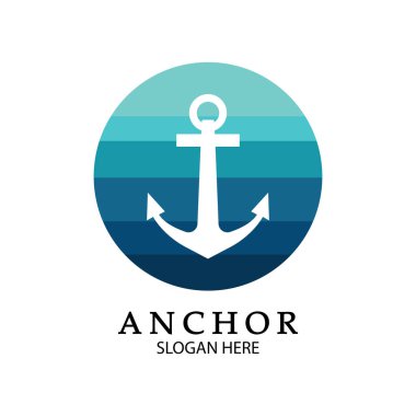 Çapa Logosu Tasarım Vektörü. Denizcilik simgesi ya da okyanus işi sembolü