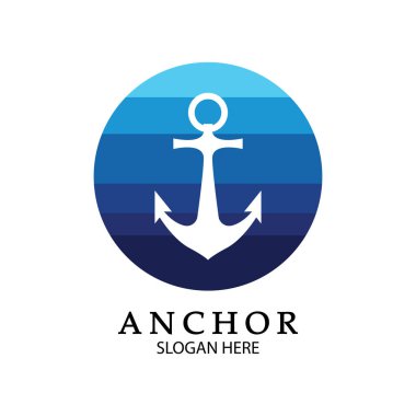 Çapa Logosu Tasarım Vektörü. Denizcilik simgesi ya da okyanus işi sembolü