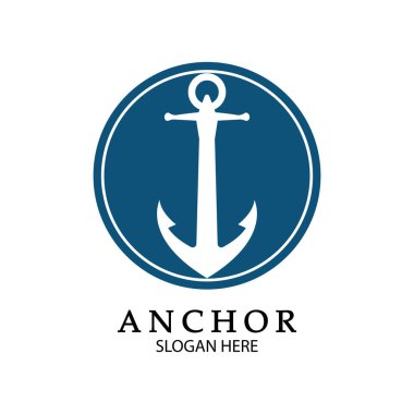 Çapa Logosu Tasarım Vektörü. Denizcilik simgesi ya da okyanus işi sembolü