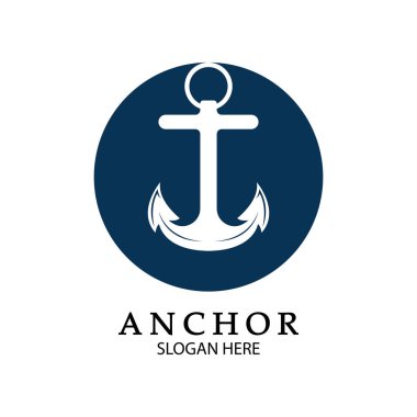 Çapa Logosu Tasarım Vektörü. Denizcilik simgesi ya da okyanus işi sembolü