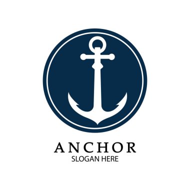 Çapa Logosu Tasarım Vektörü. Denizcilik simgesi ya da okyanus işi sembolü