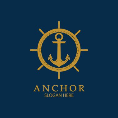 Çapa Logosu Tasarım Vektörü. Denizcilik simgesi ya da okyanus işi sembolü