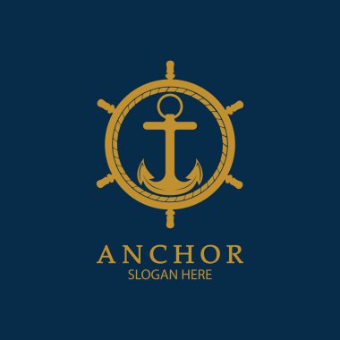 Çapa Logosu Tasarım Vektörü. Denizcilik simgesi ya da okyanus işi sembolü