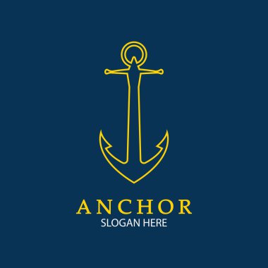 Çapa Logosu Tasarım Vektörü. Denizcilik simgesi ya da okyanus işi sembolü