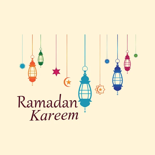Visící Islámské Lucerny Dekorativní Ramadán Kareem Pozadí — Stockový vektor