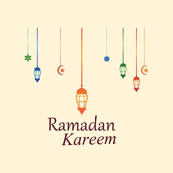 Hanging Islamic Lantern Decorative Ramadan Kareem Background — Stock Vector