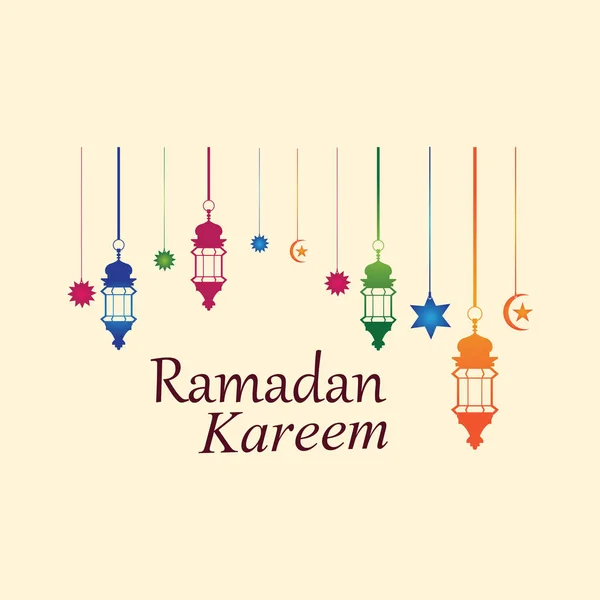 Pendurado Lanterna Islâmica Decorativa Ramadã Kareem Fundo — Vetor de Stock