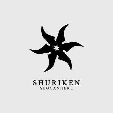 Ninja shuriken siyah katı simge modern tasarım, beyaz arka planda izole. Grafik tasarım şablonu için düz stil. Logo, web, UI, mobil uygulama için uygun. vektör illüstrasyonu