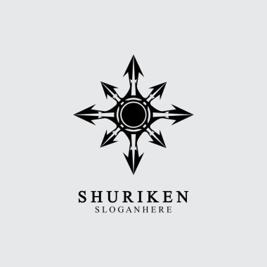 Ninja shuriken siyah katı simge modern tasarım, beyaz arka planda izole. Grafik tasarım şablonu için düz stil. Logo, web, UI, mobil uygulama için uygun. vektör illüstrasyonu