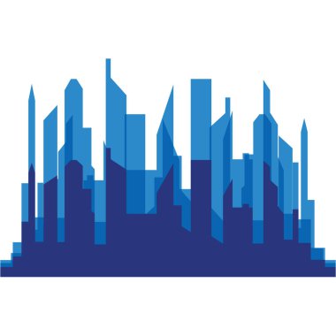 Modern City silueti. Şehir silueti. Düz tasarımda vektör illüstrasyonu