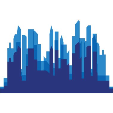 Modern City silueti. Şehir silueti. Düz tasarımda vektör illüstrasyonu