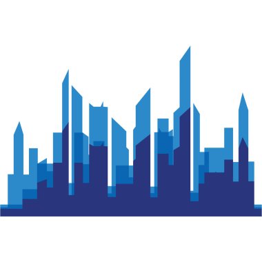 Modern City silueti. Şehir silueti. Düz tasarımda vektör illüstrasyonu