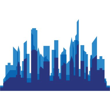 Modern City silueti. Şehir silueti. Düz tasarımda vektör illüstrasyonu