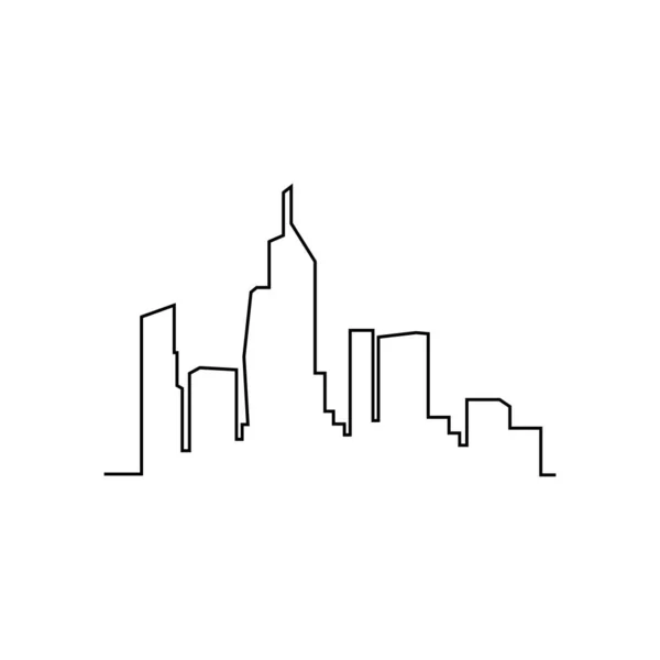 Skyline Modern City Silhouette Cittadina Illustrazione Vettoriale Design Piatto — Vettoriale Stock