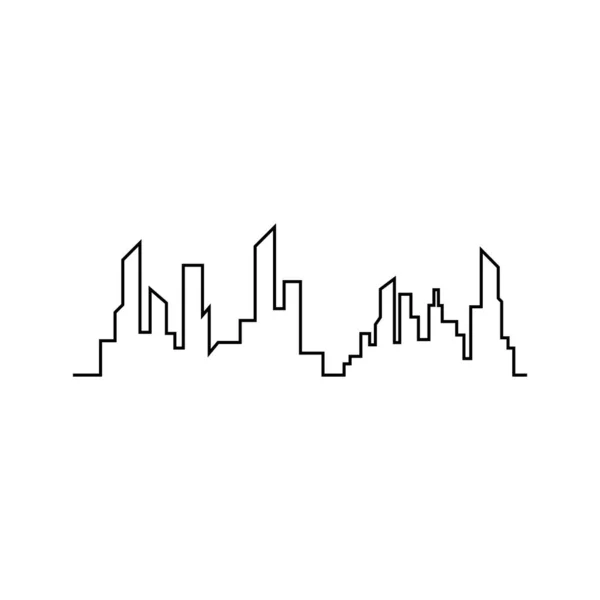 現代都市のスカイライン 街のシルエット 平面図のベクトル図 — ストックベクタ