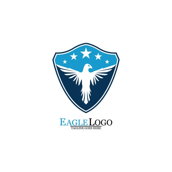 Design Modelo Logotipo Águia Com Escudo Estrelas Ilustração Vetorial — Vetor de Stock