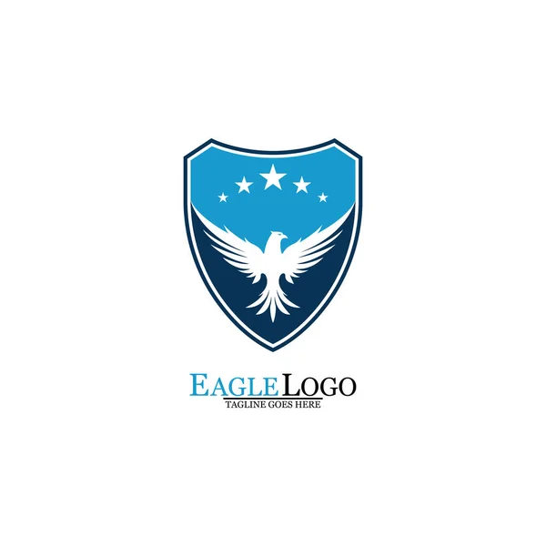Design Modelo Logotipo Águia Com Escudo Estrelas Ilustração Vetorial — Vetor de Stock
