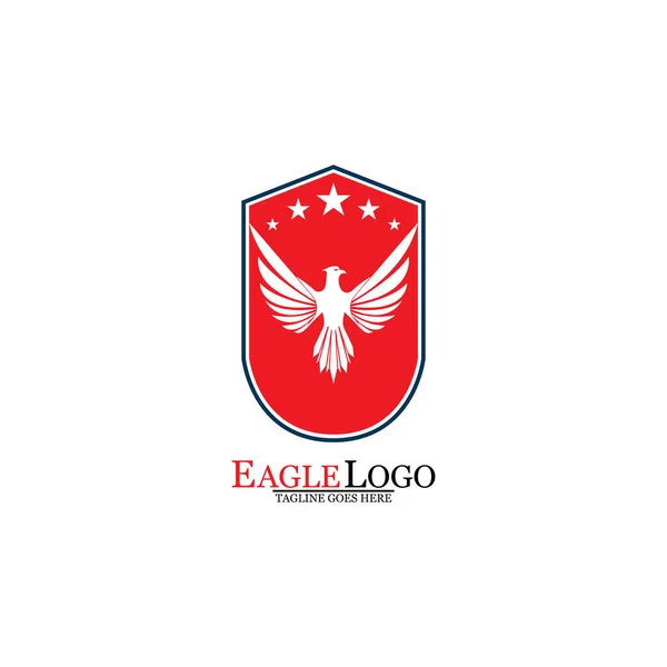 Diseño Plantilla Logotipo Águila Con Escudo Estrellas Ilustración Vectorial — Vector de stock