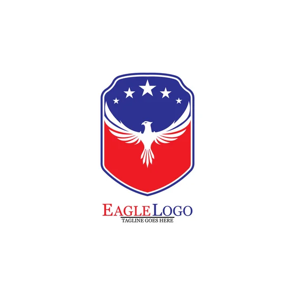Eagle Logo Template Design Shield Stars Vector Illustration — Stock Vector