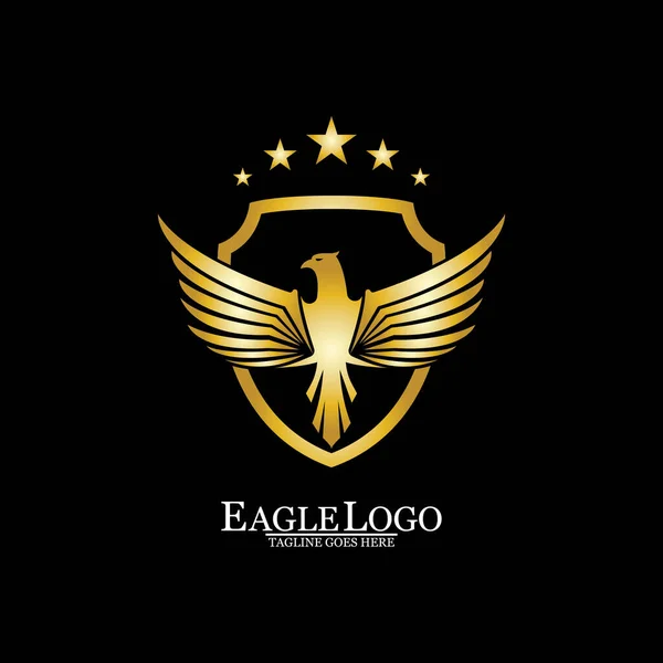 Aigle Doré Avec Logo Bouclier — Image vectorielle