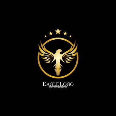 golden eagle with circle logo design clipart