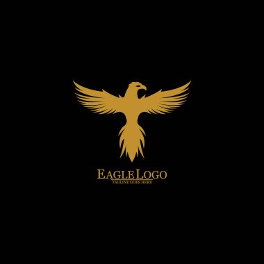 Golden Eagle with Black Background, Vector, Illustration clipart